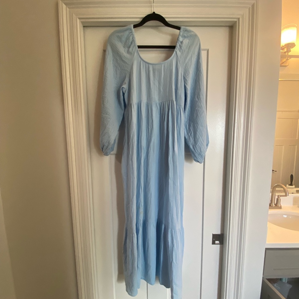 Smocked Baby Blue Maxi Dress